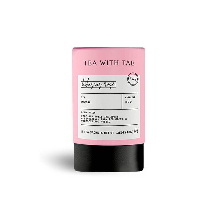 Tea with Tae - Wholesale Tea Bags - Hibiscus Rose Herbal Mini Tube Gift (5 tea bags)