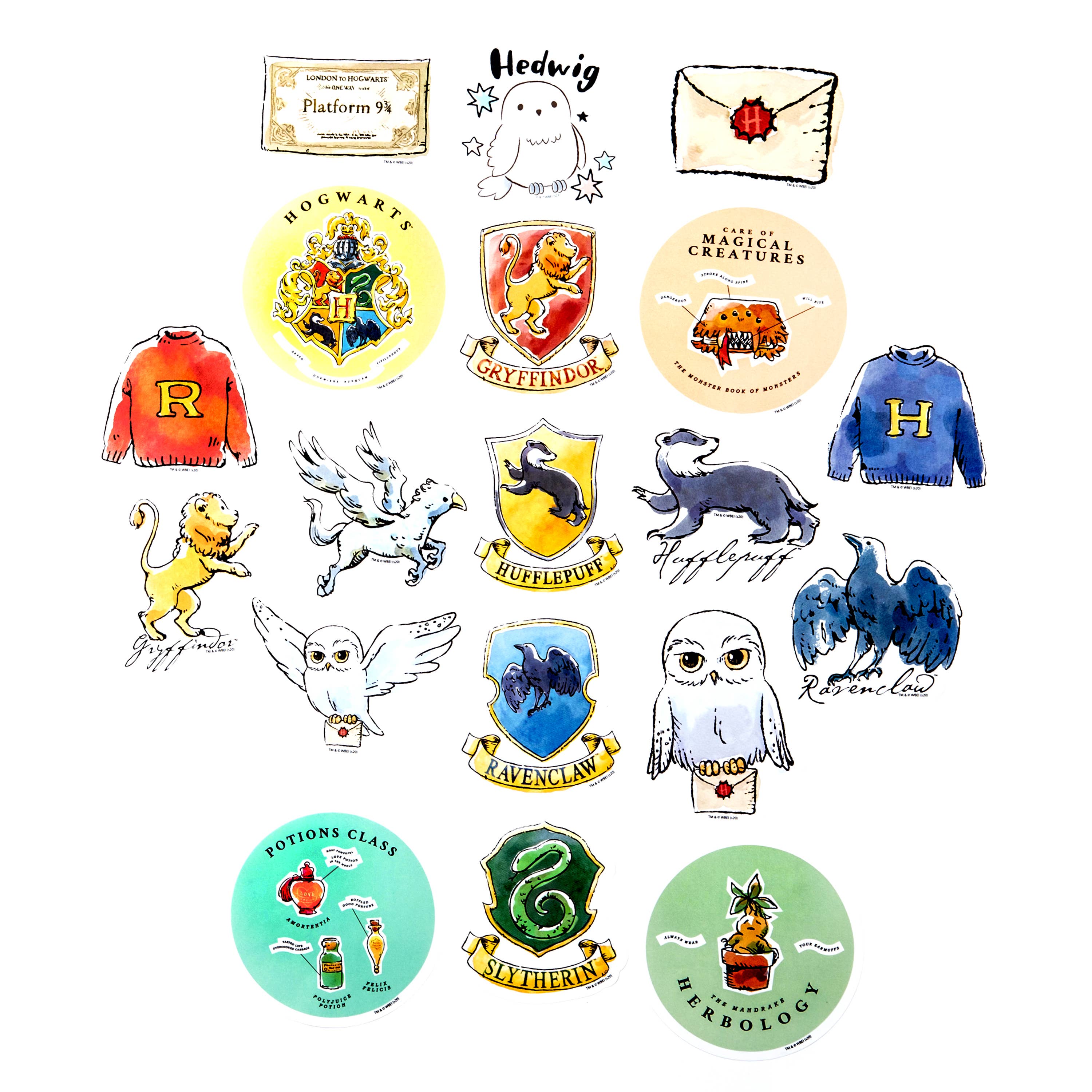 Conquest Journals - Wholesale Sticker - Harry Potter Watercolor Decals (60-Pack)3