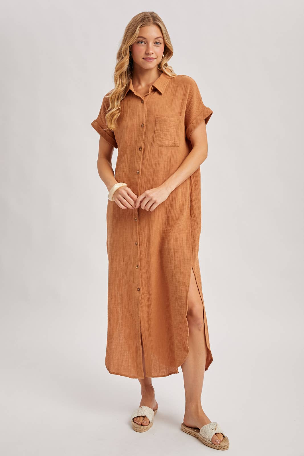 Bluivy - Wholesale Dress - Women's - BUTTON UP MAXI SHIRT DRESS WITH POCKET49