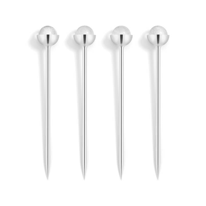 Cure-dents de cocktail d'hospitalité, argent et cristal, ensemble de 4 pour la vente par ANNA New York