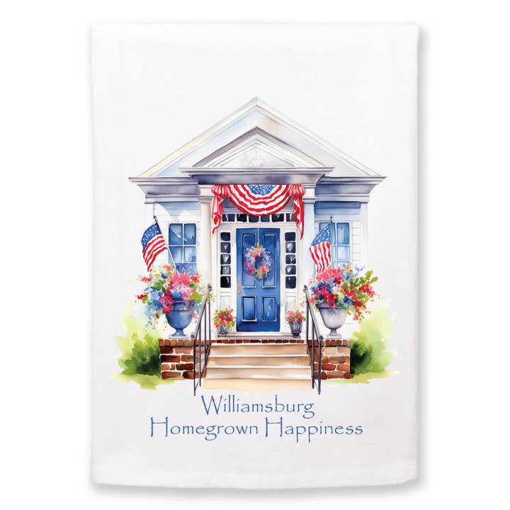 Patriotisches Küchentuch aus Mehlsack mit Wimpelkette für den Großhandel von Mariasch Studios