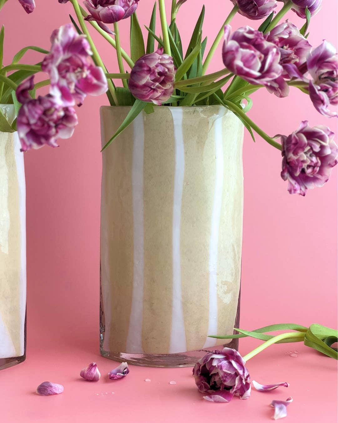 The Blue Heron - Wholesale Vase - Lemon Striped Glass Vase - 12" Tall, Handblown1