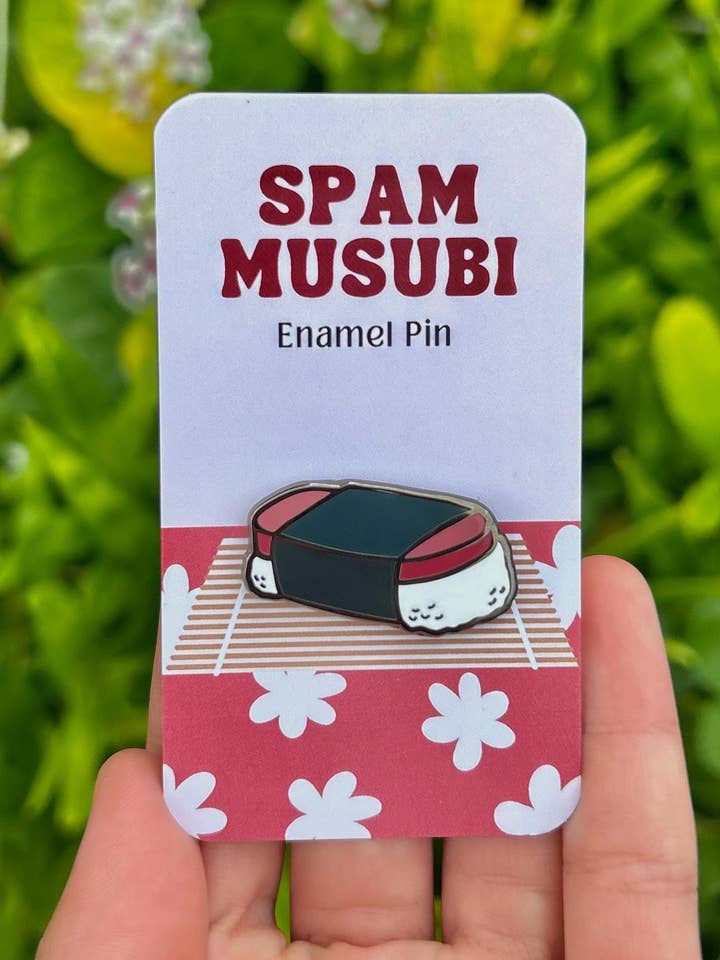 Spam Musubi Enamel Pin – Hawaiʻi Snack Culture Icon for wholesale by Mahea Leah
