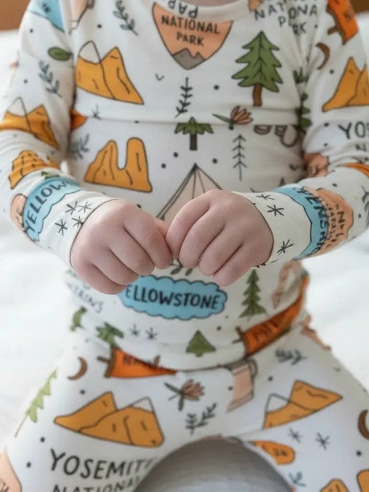 National Park Two Piece Pajamas for wholesale by Nomad Baby