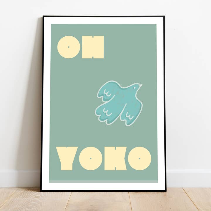 Poster met John Lennon Print, Retro Lyrics, Platenmuziek voor wholesale door Jaffa Orange