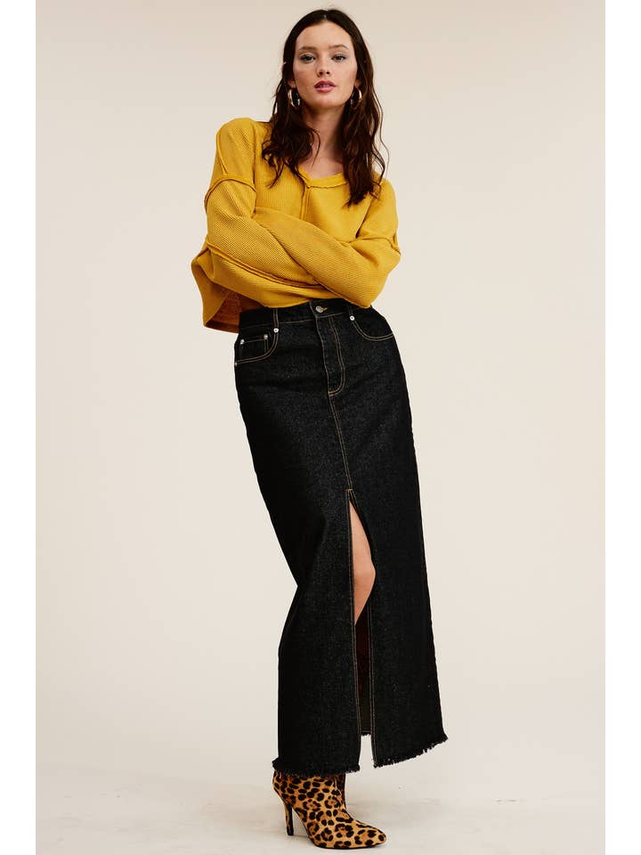 Mustard Exposed Seam V Neck Long Sleeve Oversized Sweater for wholesale on Faire