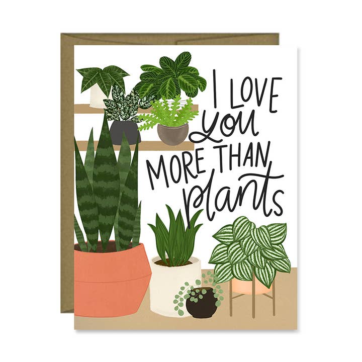 Pen & Paint - Wholesale Valentine's Day Card - I Love You More Than Plants, Valentine's Day, Anniversary0