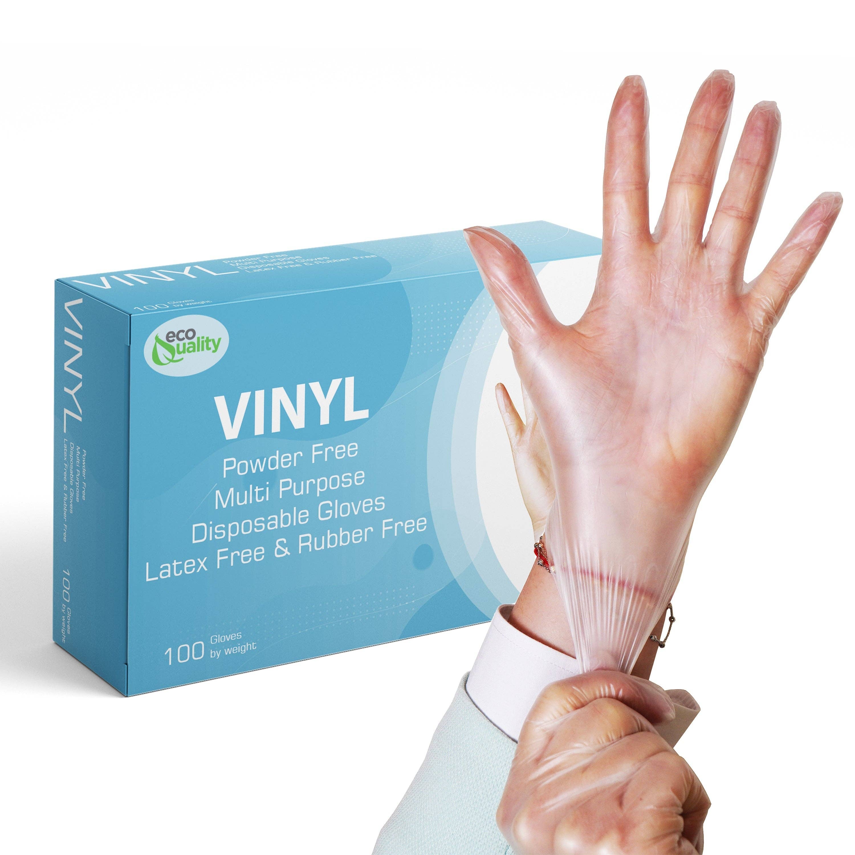 EcoQuality - Wholesale Cleaning Gloves - Large Disposable Vinyl Gloves, Latex Powder Free, Cooking0