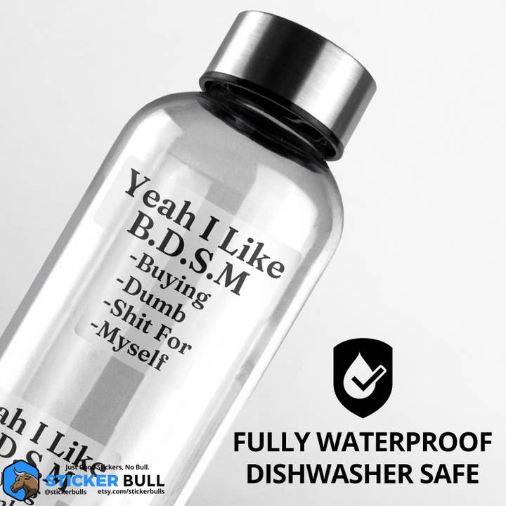 Sticker Bull - Venta al por mayor Pegatina - Calcomanía con texto en inglés «Yeah I Like BDSM», divertido meme para computadoras portátiles, botellas de agua, coches4