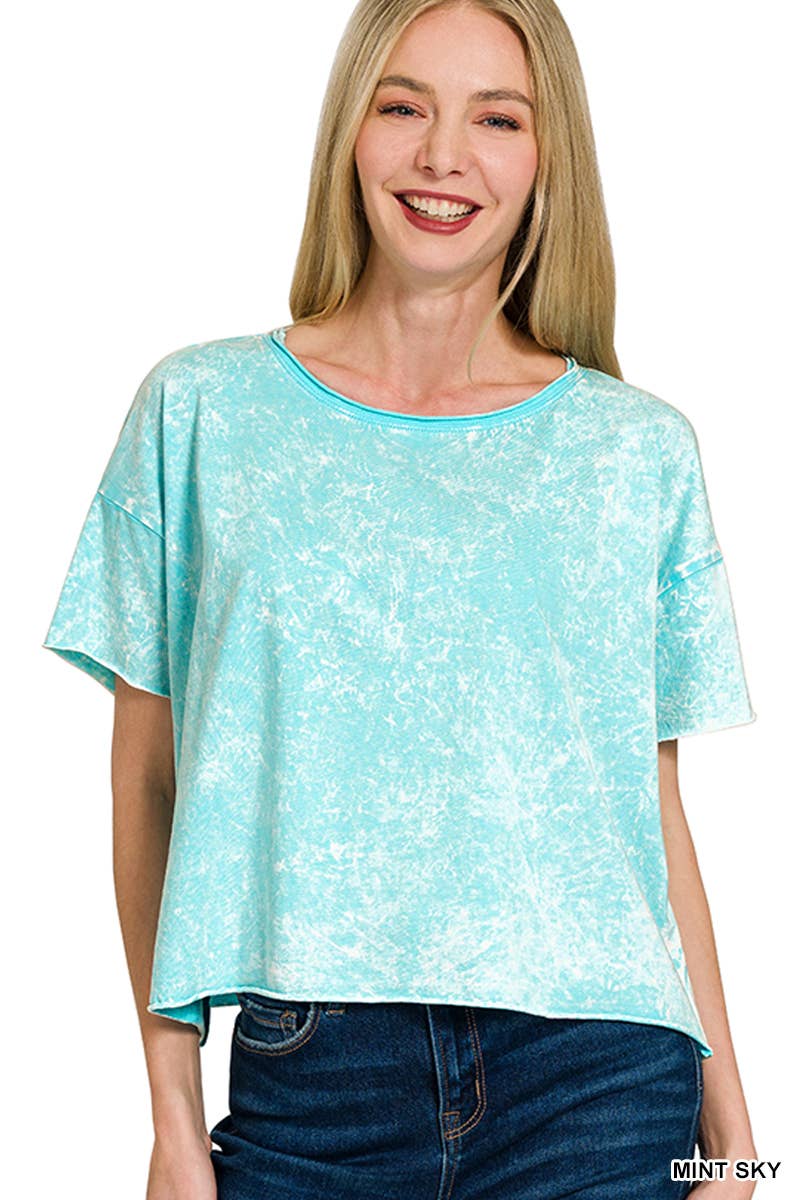 42POPS - Wholesale Knit Top - Women's - `.Washed Crew Neck Crop TShirt14