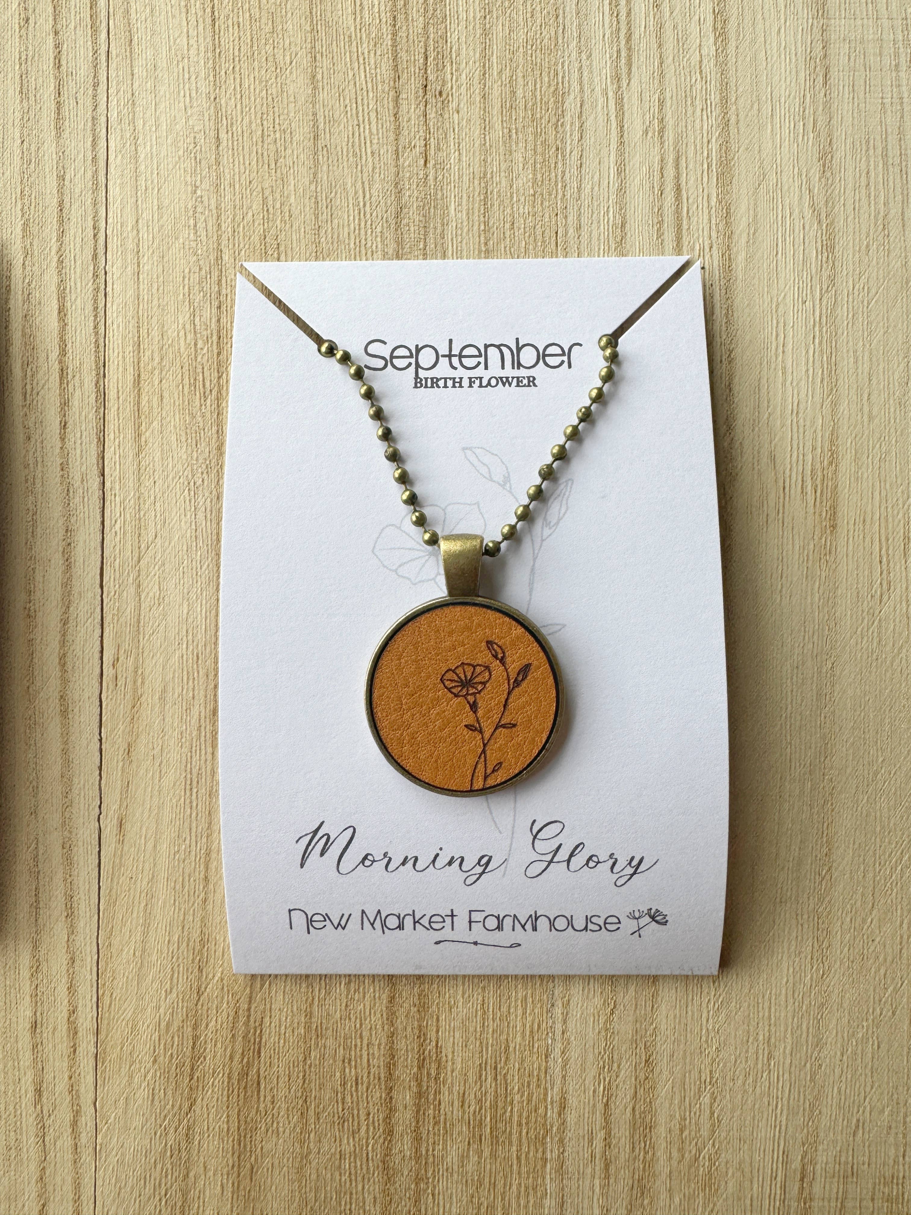 New Market Farmhouse – Großhandel Kette mit Anhänger/Charm – Geburtsmonat-Blumen Halsketten – Lederanhänger-Set9