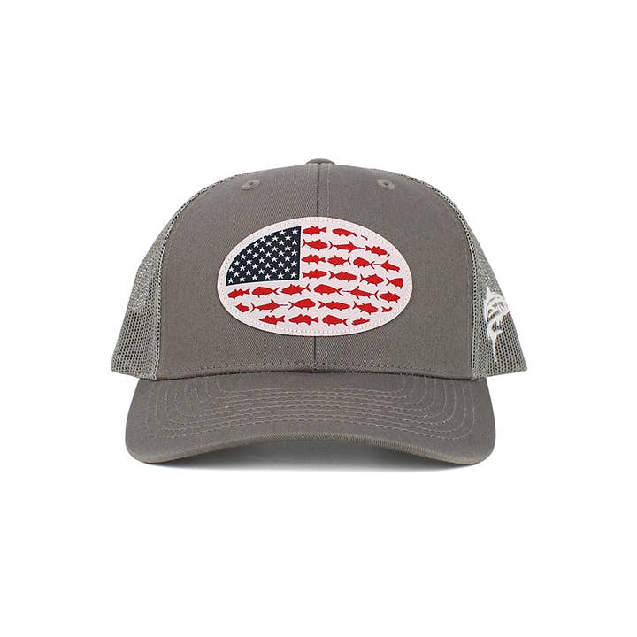 Hana - Wholesale Trucker Hat - Women's - USA Fish Flag Mesh Back American Flag Baseball Cap