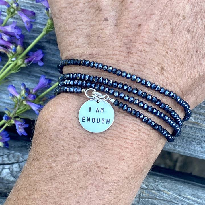 I am Enough - Affirmation Wrap Bracelet Combo with Lava Stone for Aromatherapy for wholesale by Gogh Jewelry Design