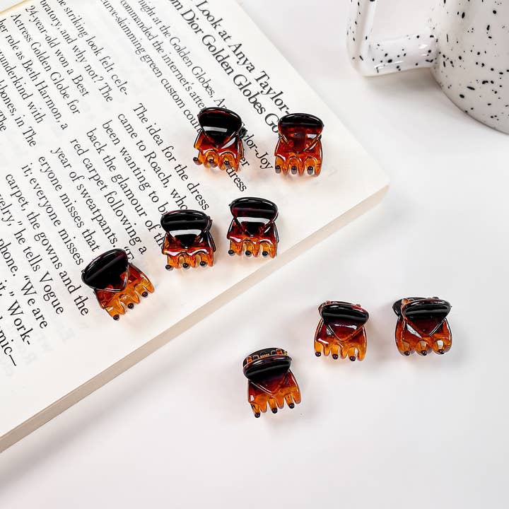ACCITY - Wholesale Hair Clip - Women's - Mini 1.5cm Hair Claw, Tortoise & Black Bang Clips_CWAHA07191