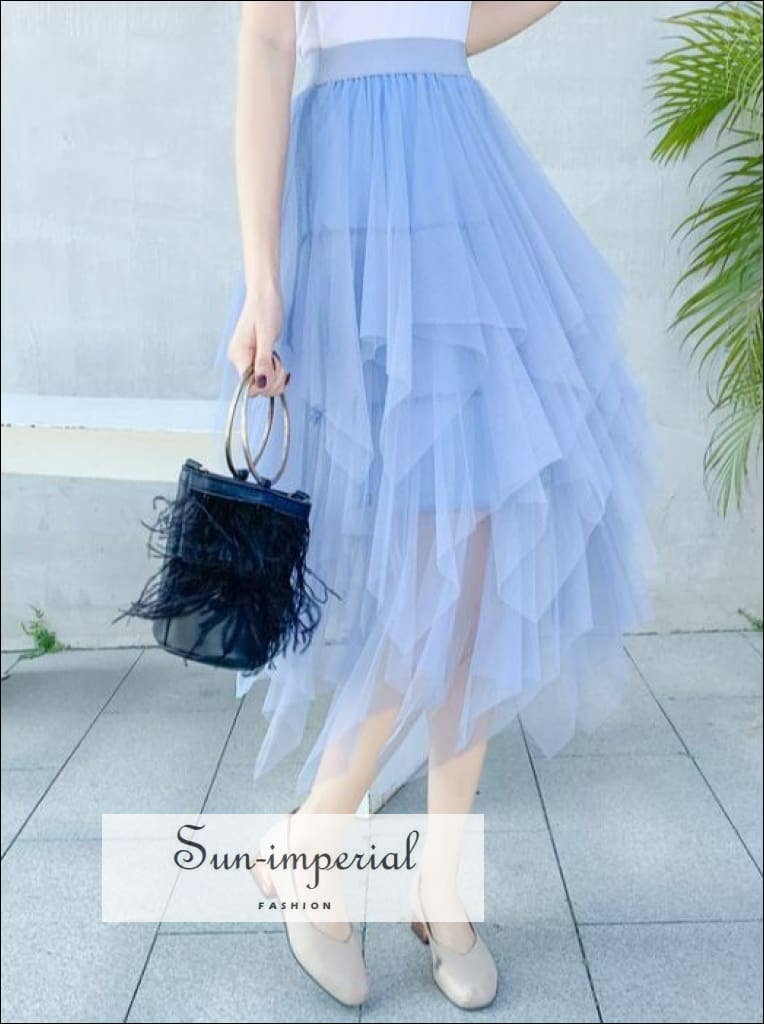 Sun Imperial - Wholesale Skirt - Women's - Tulle Mesh Maxi Skirt High Waist - Asymmetrical Silhouette1