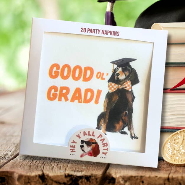 Good 'ol Grad Hound Dog Napkins for wholesale by Hey Y'all Party