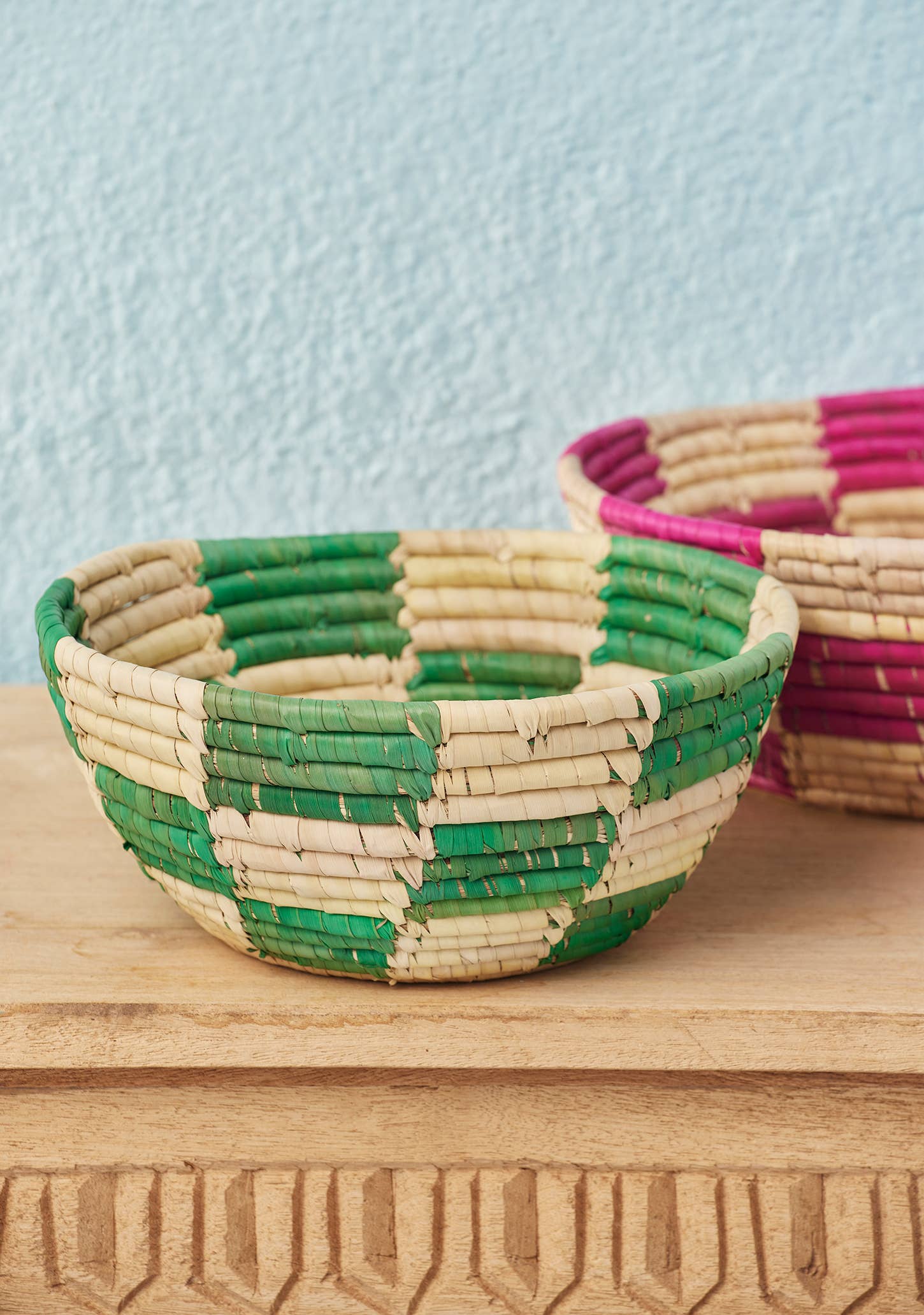 Namaste - Wholesale Basket - Check Date Palm Basket Bowl1