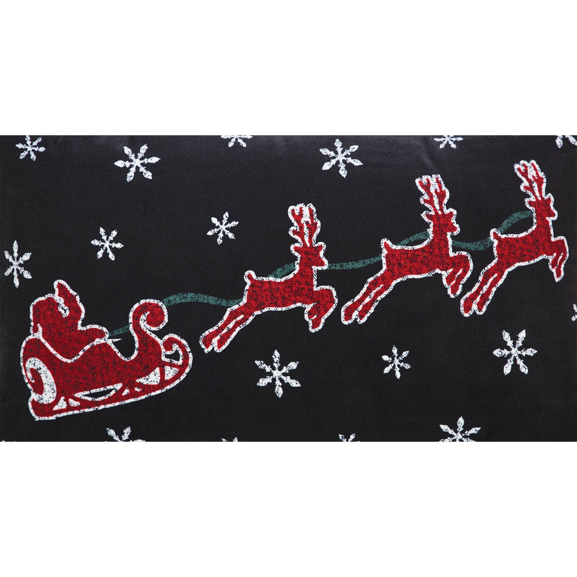 VHC Brands - Wholesale Throw/Decorative Pillow - Annie Black Check Santa Sleigh Pillow 14x225