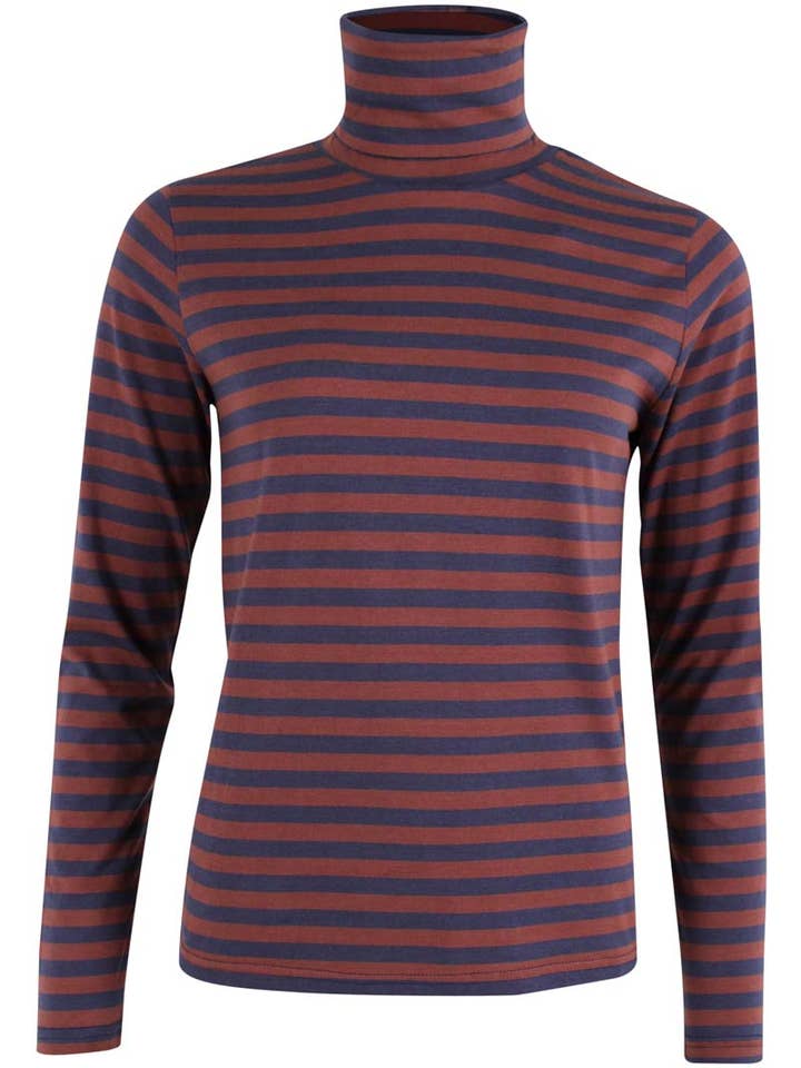 Danefae København - Wholesale Knit top – Women's - Danemanna Modal Rollneck Tee Dark Navy/Dark Merlot2