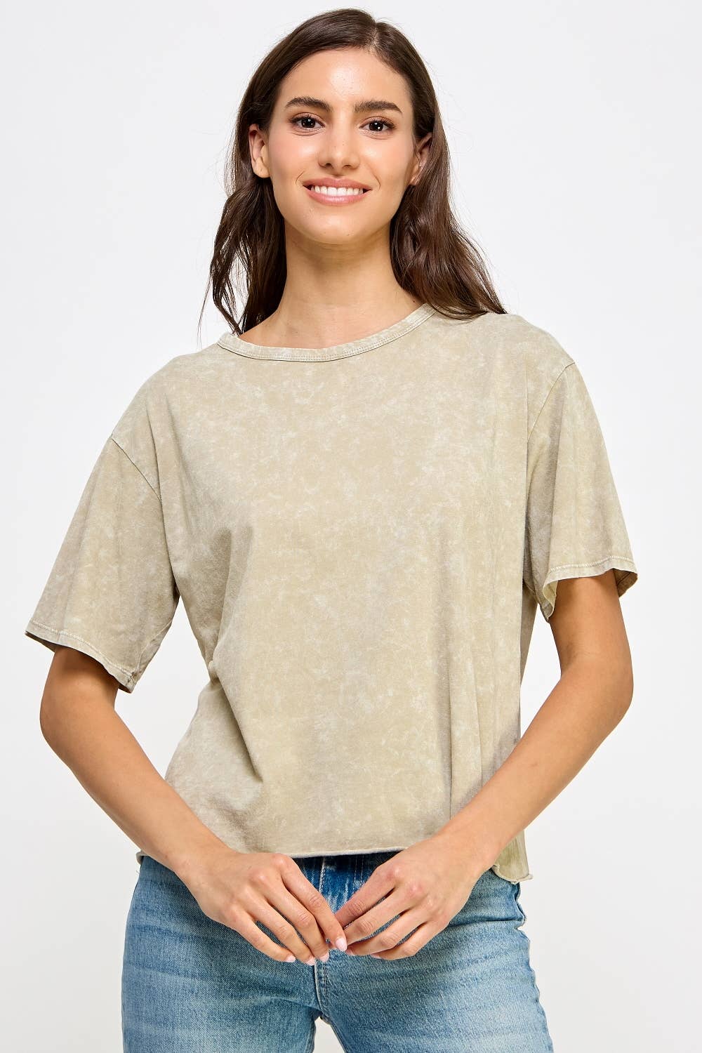 Honestee - Wholesale T-Shirt (Graphic) - Women's - Blank Mineral Washed Long Cropped T-Shirt11