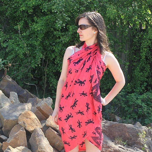 Ancient Wisdom – wholesale Scarf – Women's – Bali Gecko Sarongs - Pink2
