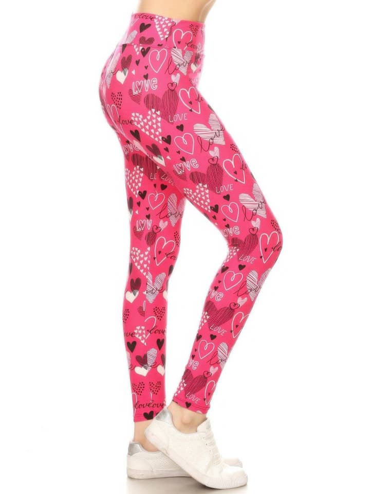 CC Wholesale Clothing - Wholesale Fashion Leggings - Women's - Heart Prints Printed, High Waisted Leggings1