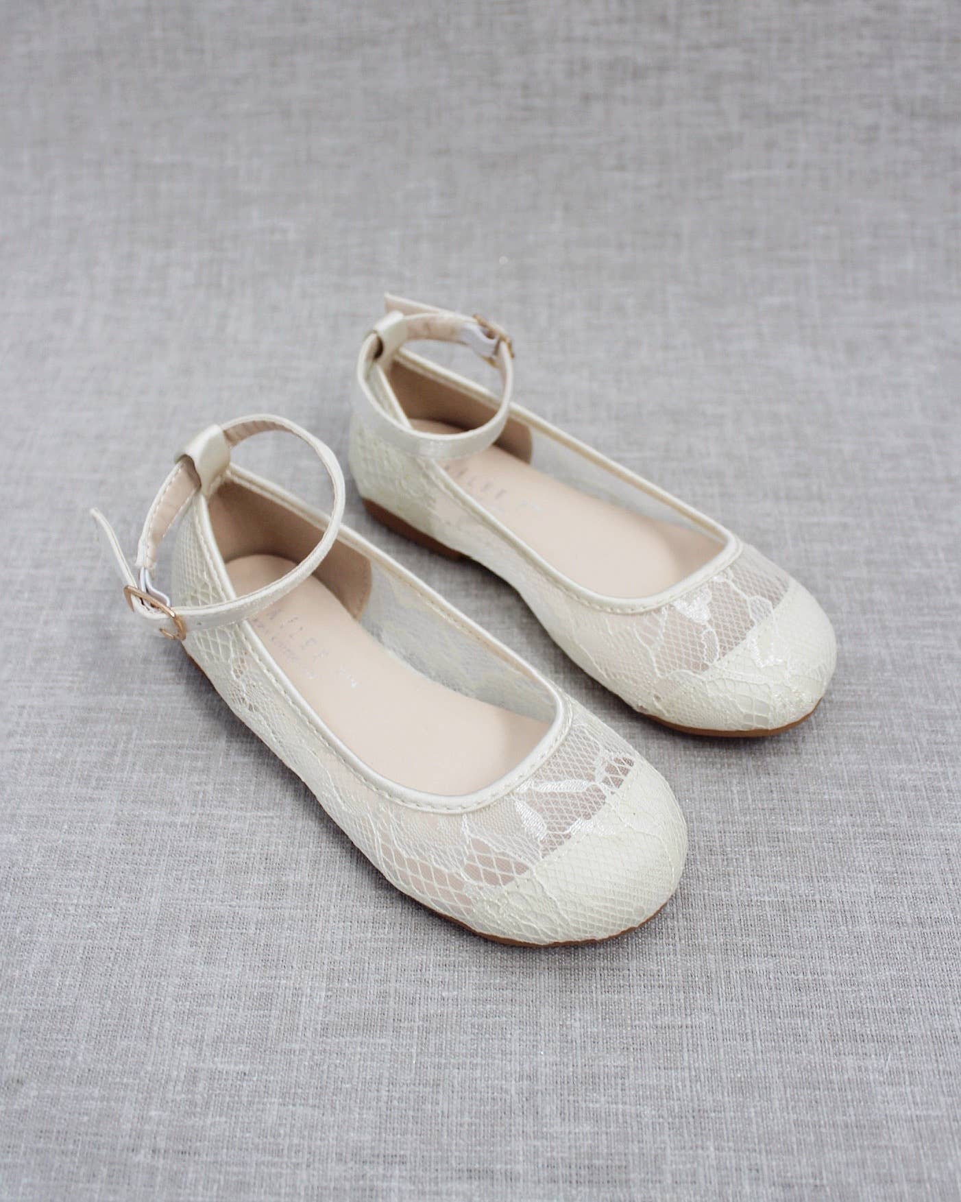 Kailee P. - Wholesale Flats/Loafers - Kids - Lace Ballet Flats with Ankle Strap0