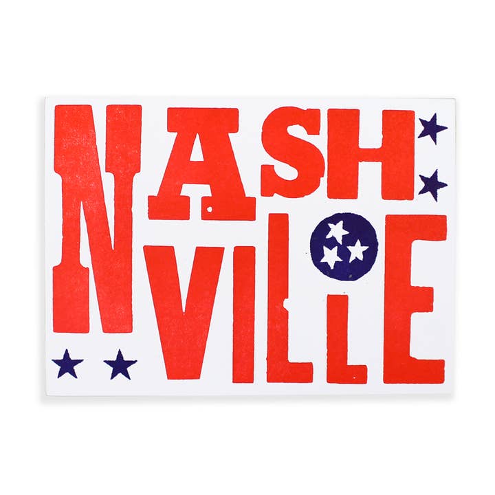 Nashville Tri-Star Postcard Plaque for wholesale by Hatch Show Print