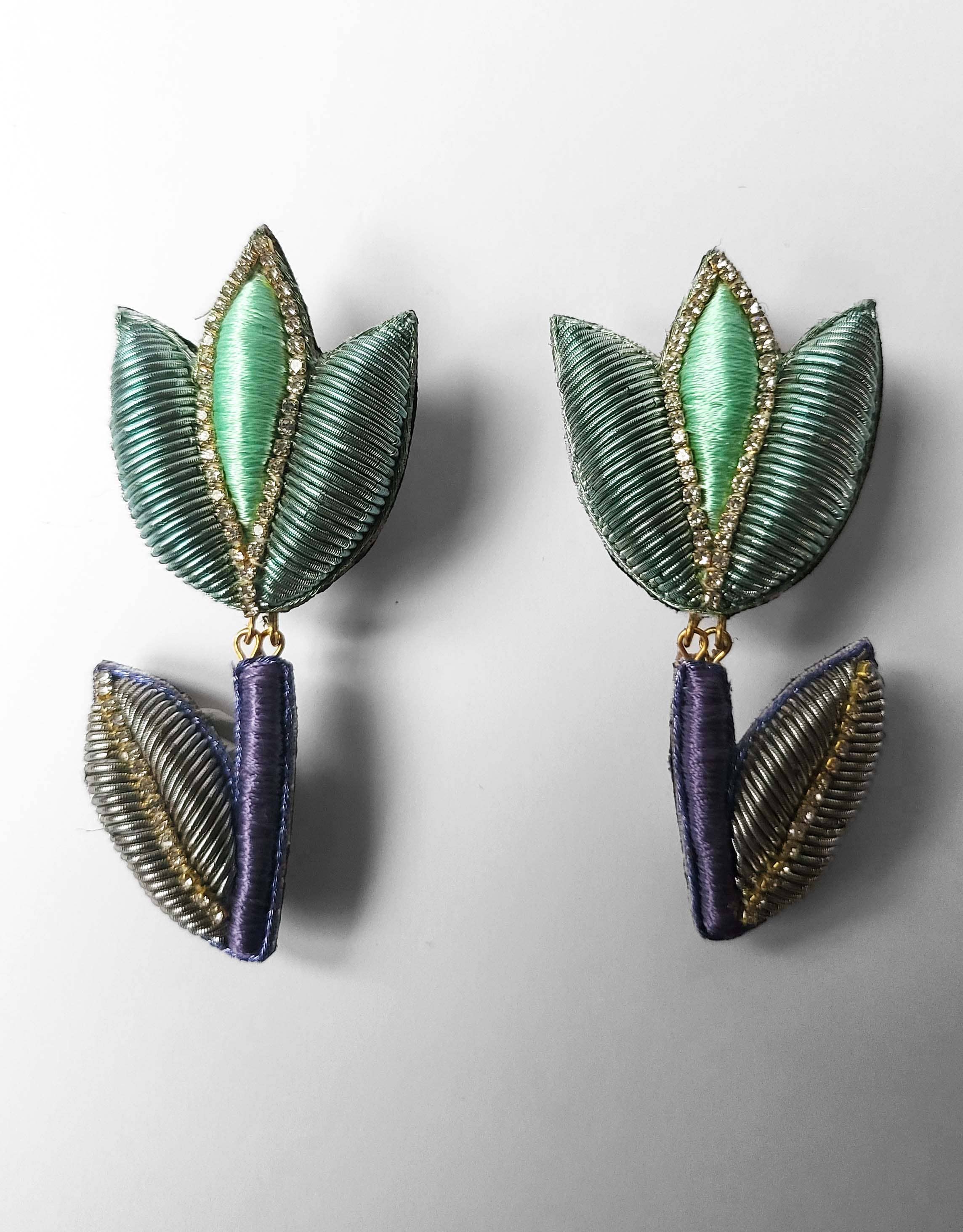 Céleste Mogador - Wholesale Dangle Earrings - Green and purple earrings1