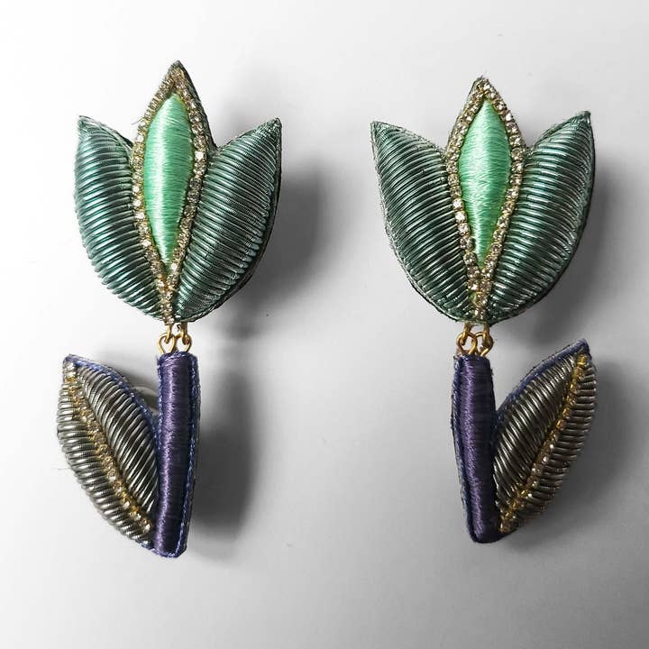 Céleste Mogador - Wholesale Dangle Earrings - Green and purple earrings1