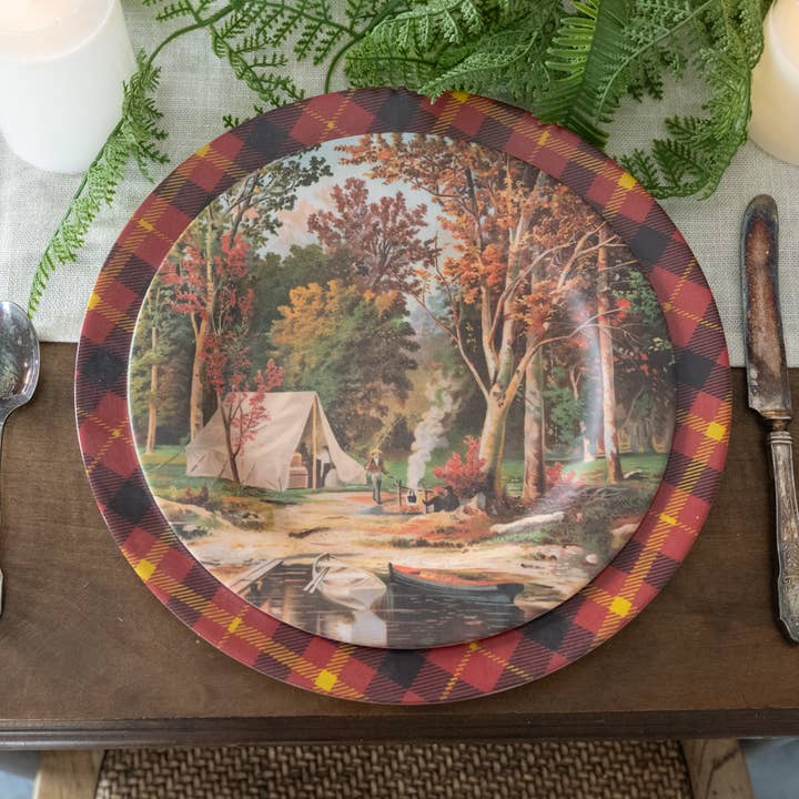 CAMPING IN THE WOODS PLATE for wholesale by Ragon House