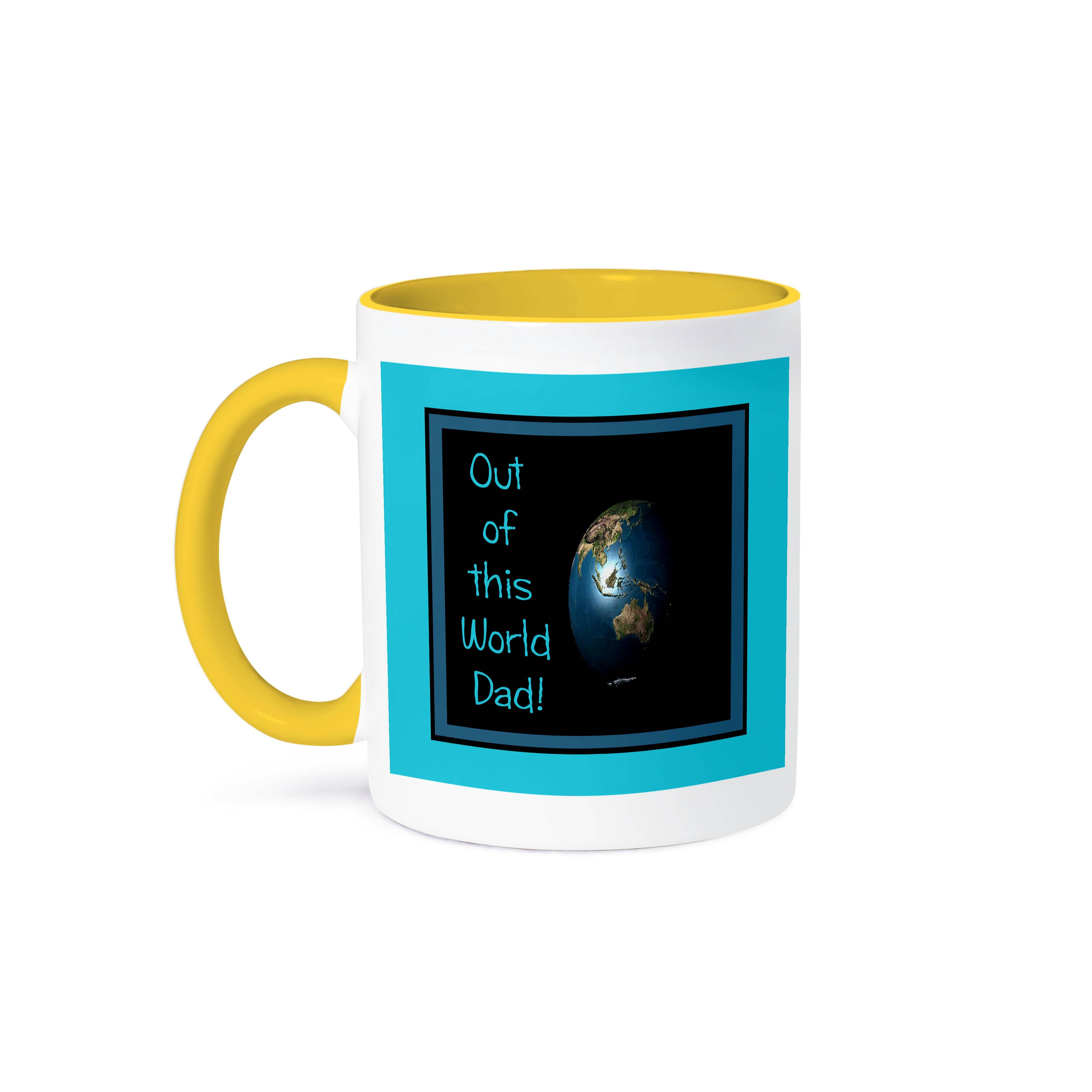 3dRose – wholesale Coffee mug – 3dRose, Image of Earth, Out of this World Dad, Aqua Blue Frame, Mug0