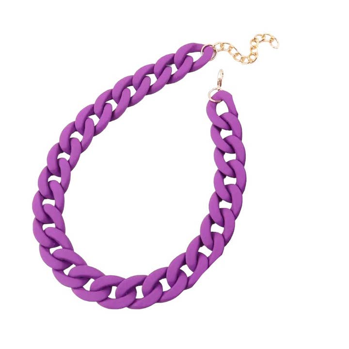 Collier à grosse chaîne violet uni pour la vente par One of a Kind Club