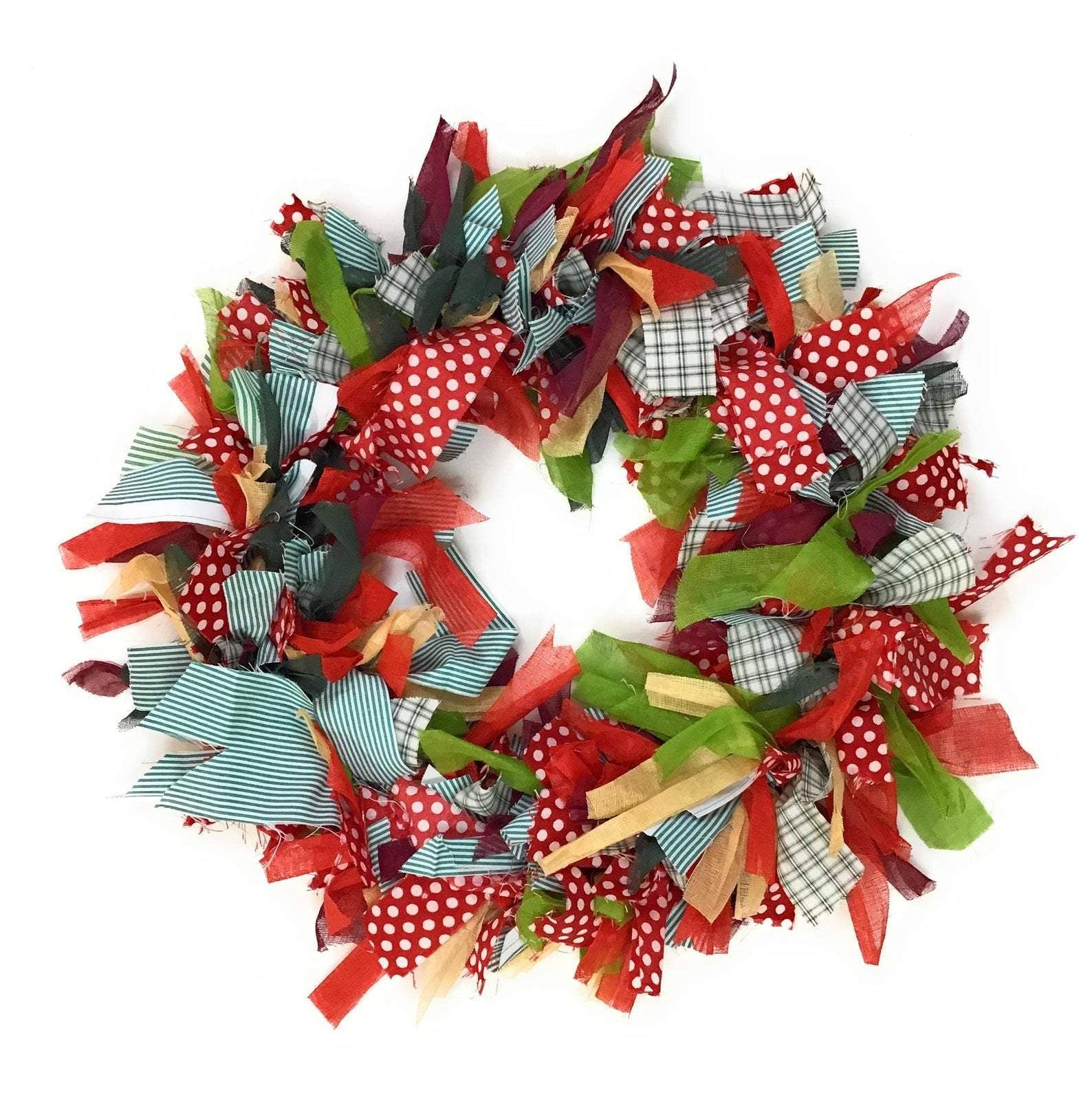 Second Nature Online – wholesale Wreath – Christmas Wreath Wall Decor in Red Green Fabric1