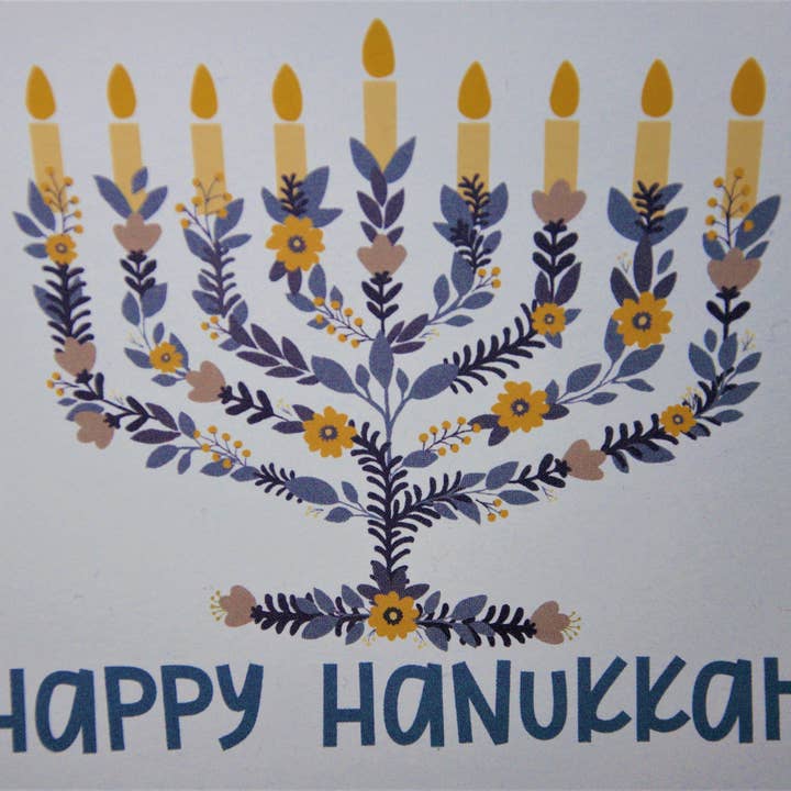 Happy Hanukkah Postcard for wholesale by Southpaw Draws