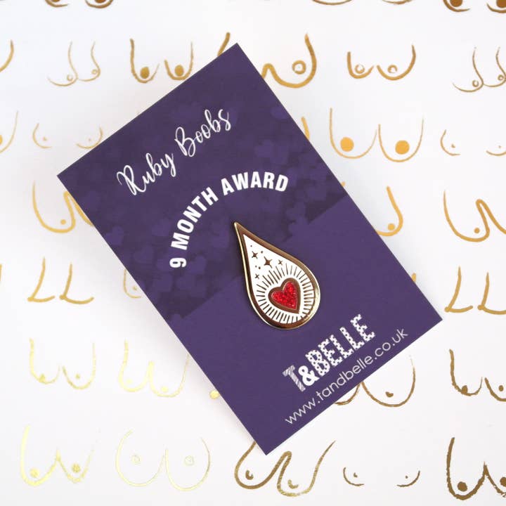 Drops of Magic - Ruby 9 Months Breastfeeding Milestone Pin for wholesale by T & Belle