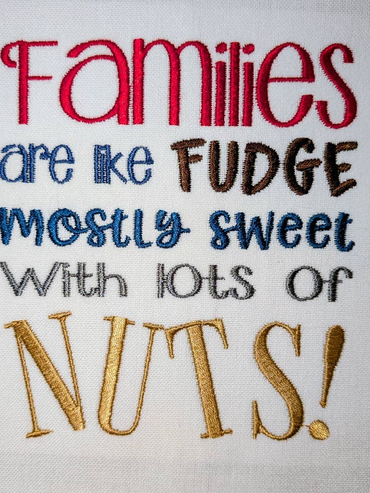 Families are like Fudge tea towel for wholesale by Red Mitten
