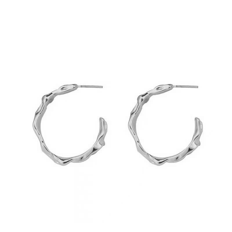 White Leaf – wholesale Hoop earrings – Misshape Hoop Earring in Silver0