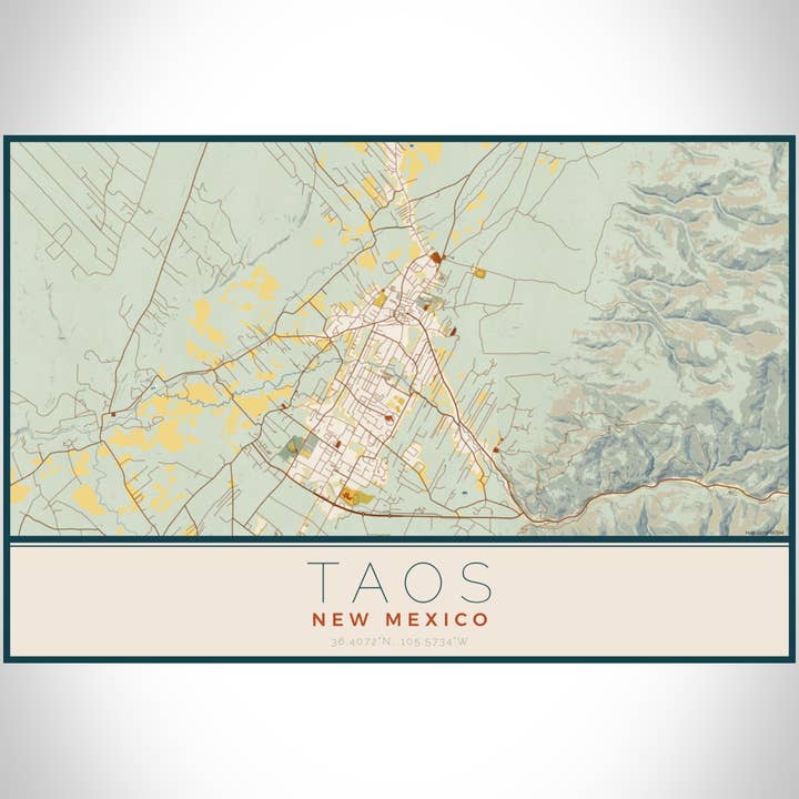 JACE.design - Wholesale Art Print - Taos NM Map Print Woodblock2
