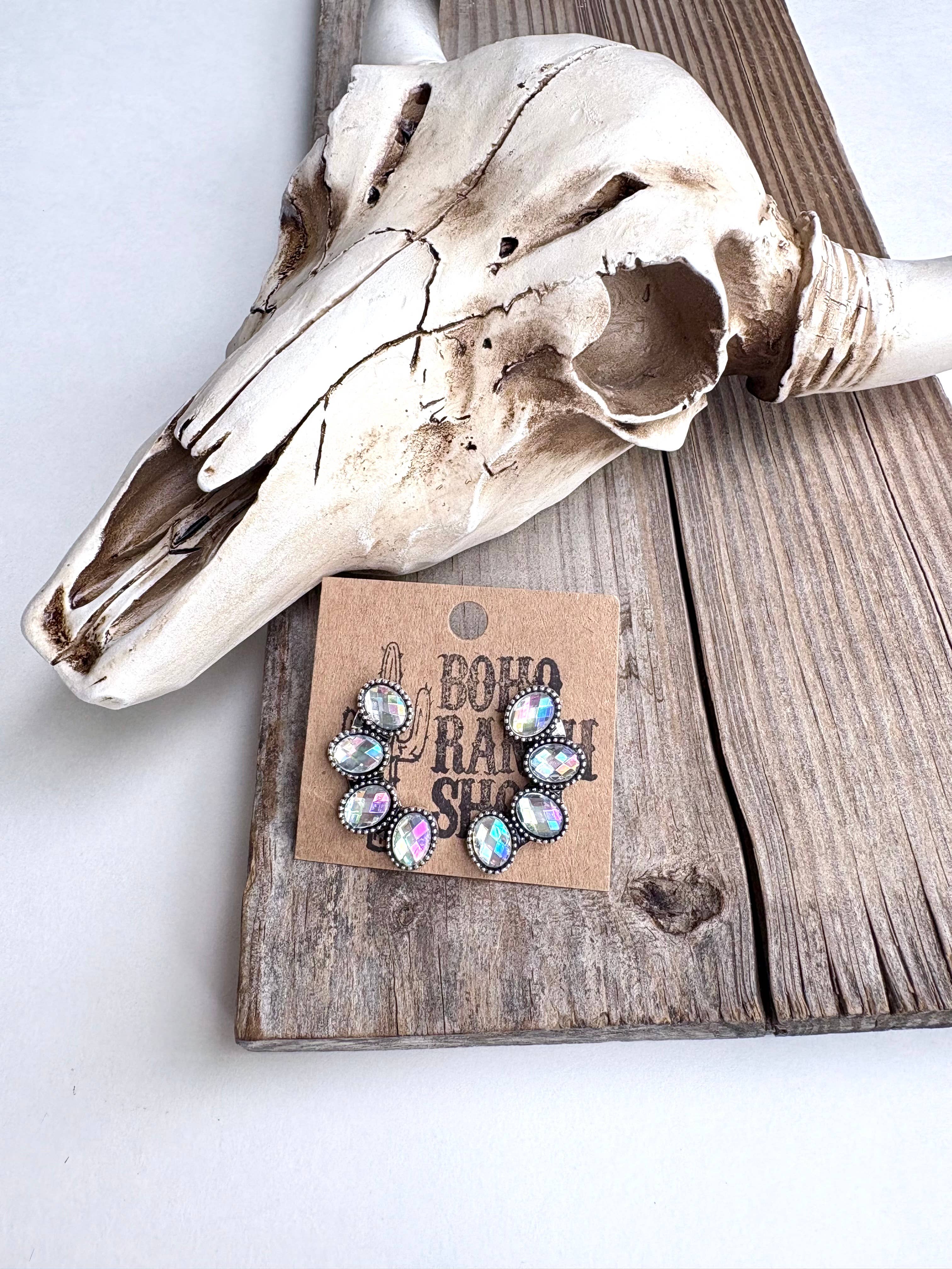 Boho Ranch Shop - Vente Clous d'oreille - Boucles d'oreilles clous en pierre fleur de courge Western Cluster2