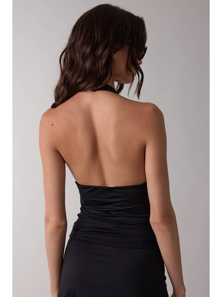 Sky to Moon - Wholesale Tank Top - Women's - HALTER NECK BUTTONS OPEN BACK RUCHED CROP TOP14