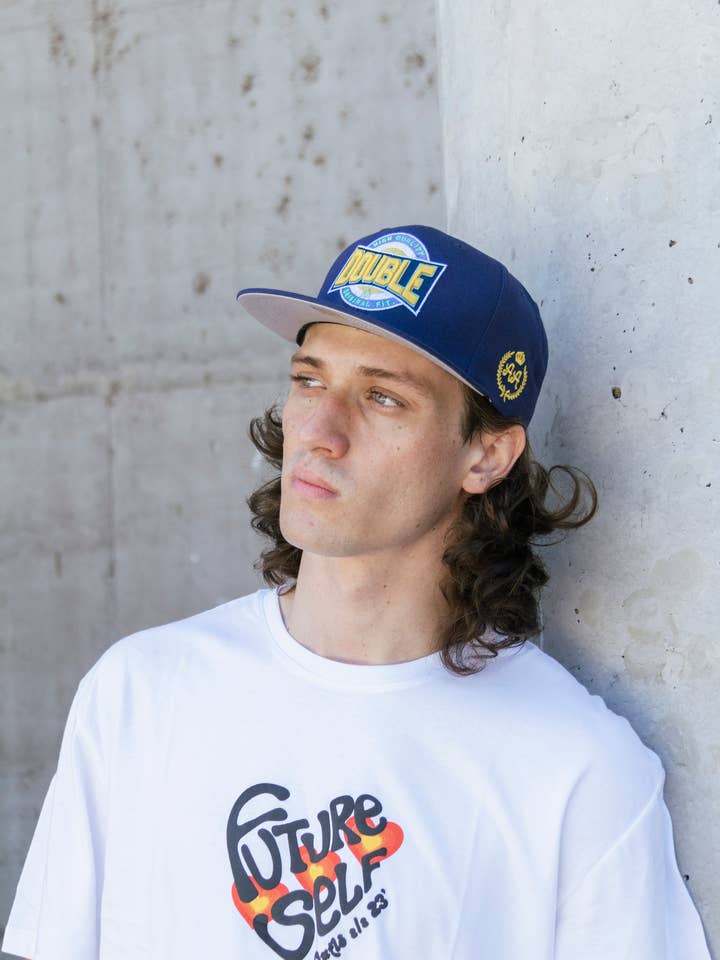 Dark Blue Double Snapback for wholesale by DoubleAA USA