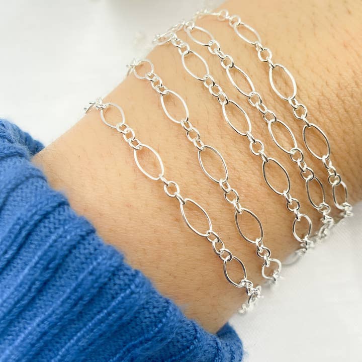 925 Sterling Zilveren Ovale en Ronde Schakelketting. 738SS voor wholesale door Tresor Jewelry Inc.