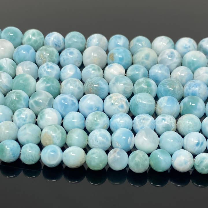 Akstar Gems – wholesale Pärlor – Larimar Pärlor, Ädelsten Pärlor, Äkta Dominikanska republiken Larimar Pärlor - AAA Quality Atlantis Stone, Karibiska stenpärlor, 7” Strand