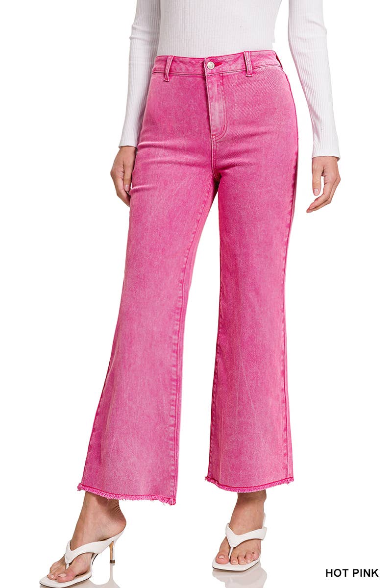 42POPS – wholesale Jeans - Dam – .Syra-tvättade fransiga avklippta raka vida byxor22