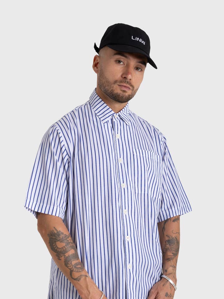 Easton Shirt - Navy Stripe for wholesale by Lost In Nowhere