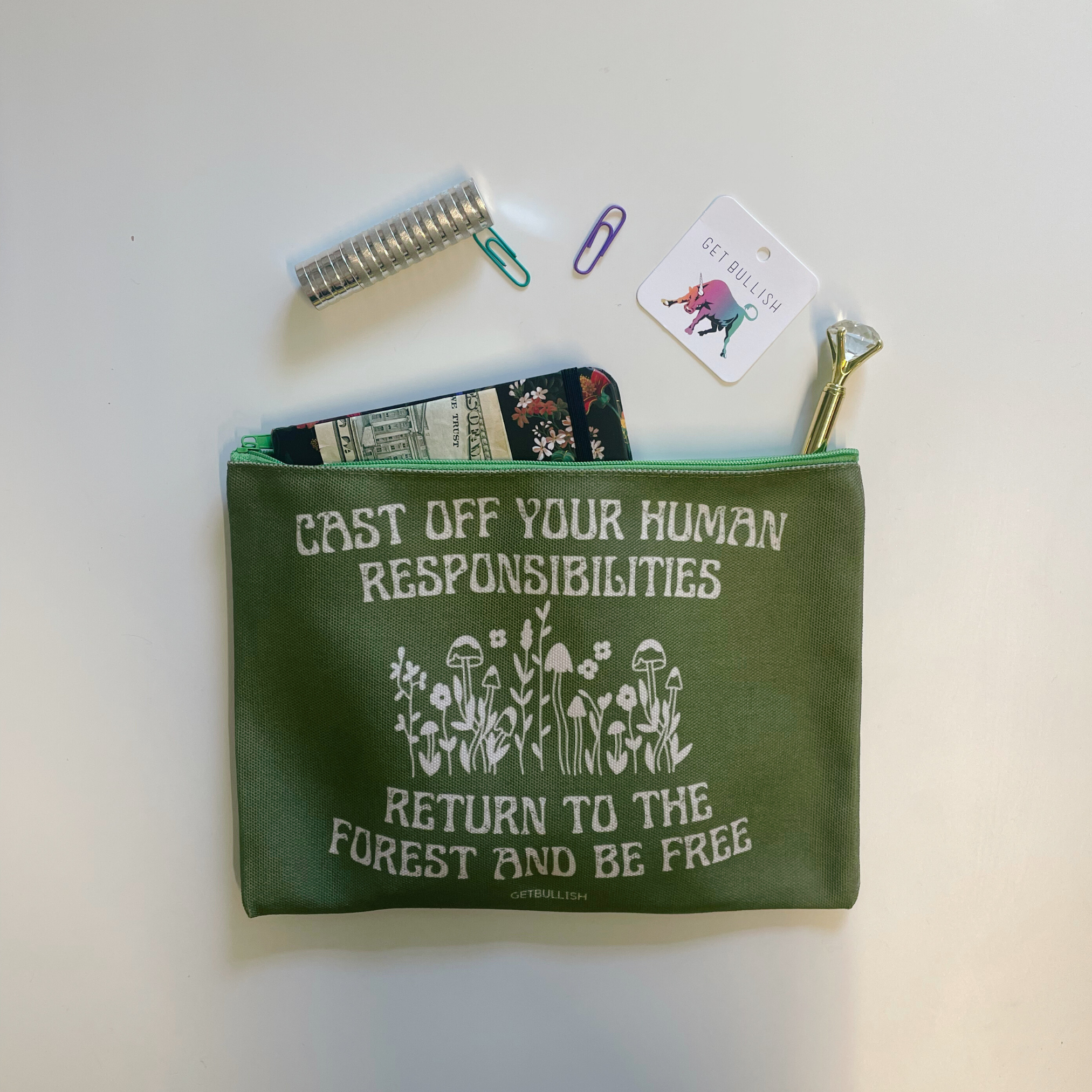 GetBullish - Wholesale Pencil Case/Pouch - GetBullish Return to the Forest Canvas Zipper Pouch 9.5" x 7" | Cosmetics Bag or Pencil Case2