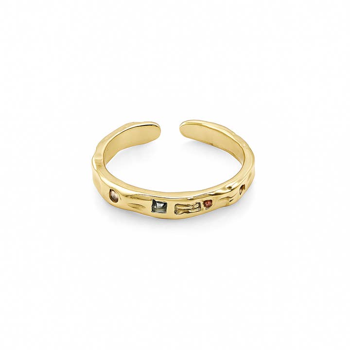 Bague Plaquée Or Ajustable – Anneau Minimaliste 14K pour Femmes pour la vente par Sedy Jewelry