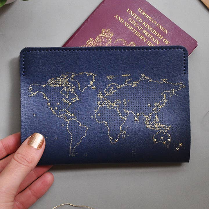 Stitch Where You've Been Passport Cover Kit - Navy Leather for wholesale by Chasing Threads