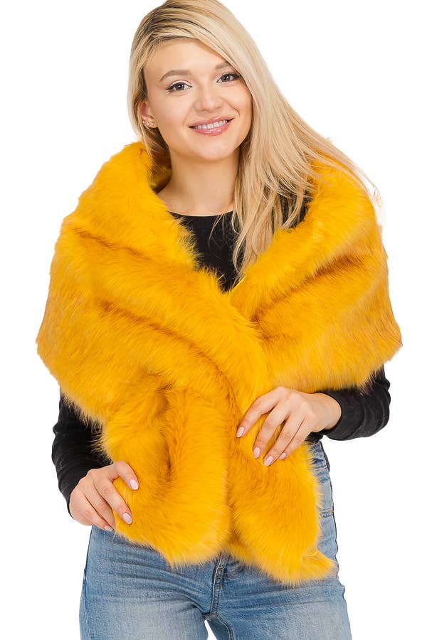 Cap Zone - Wholesale Scarf - Women's - Luxury Faux Fur Satin Lined Stole Shawl Scarf0